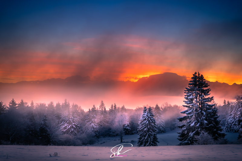 photo Sunrise saleve hivers neige et brume