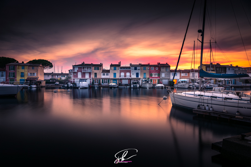 photo sunset port grimaud